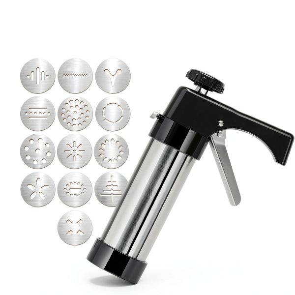 AXWATDEI Cookie Press Stainless Steel 6 Tips 12 Discs-3