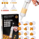 MAJCL Cookie Press Stainless Steel Kit with Tips Discs-0