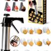 AXWATDEI Cookie Press Stainless Steel 6 Tips 12 Discs-0