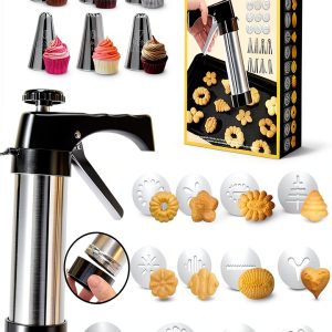 AXWATDEI Cookie Press Stainless Steel 6 Tips 12 Discs-0