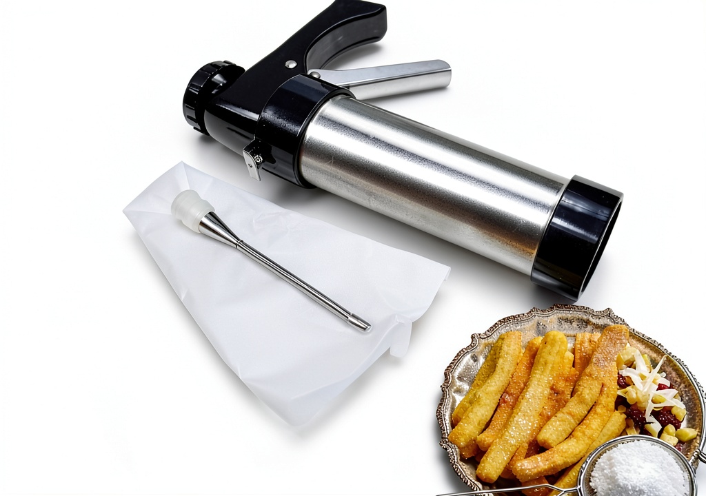 Generic Churro Maker with three nozzle discs and piping accessories