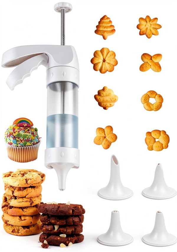 MAJCL Cookie Press Stainless Steel Kit with Tips Discs-6