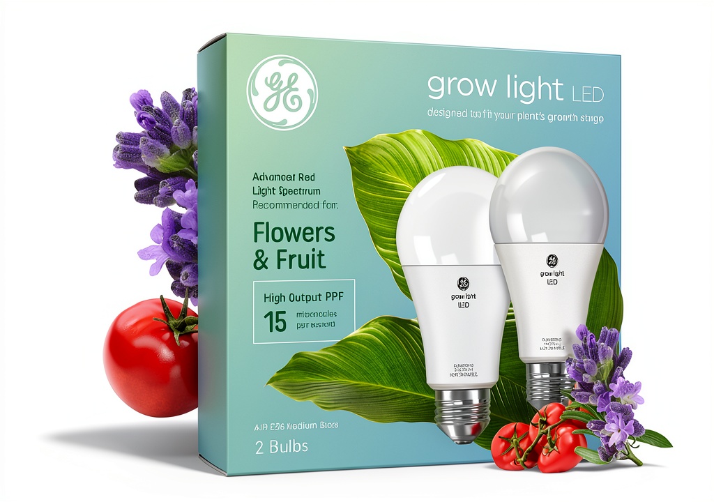GE LED Grow Light Bulb A19 White
