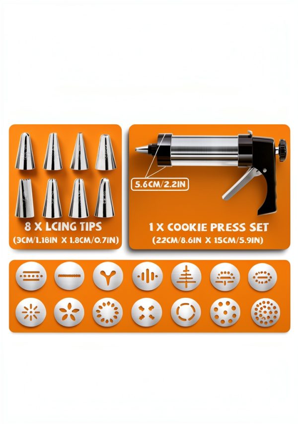 AXWATDEI Cookie Press Stainless Steel 6 Tips 12 Discs-5