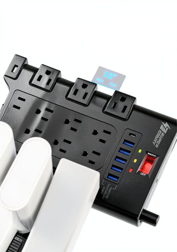 Power Strip SUPERDANNY Flat Plug 6 USB Fast Charge-2