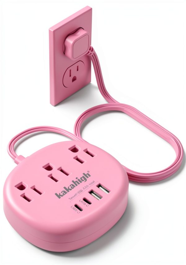 Pink Power Strip with USB C Ports by kakahigh Electronics-0