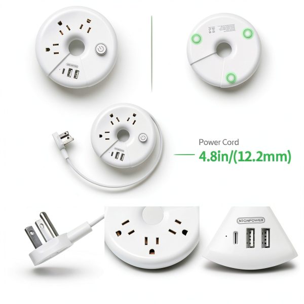 NTONPOWER USB Power Strip Black Compact Design-8