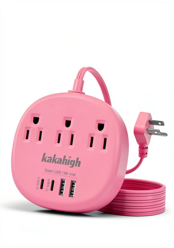 Pink Power Strip with USB C Ports by kakahigh Electronics-4