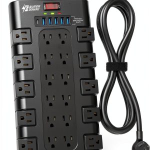Power Strip SUPERDANNY Flat Plug 6 USB Fast Charge-0