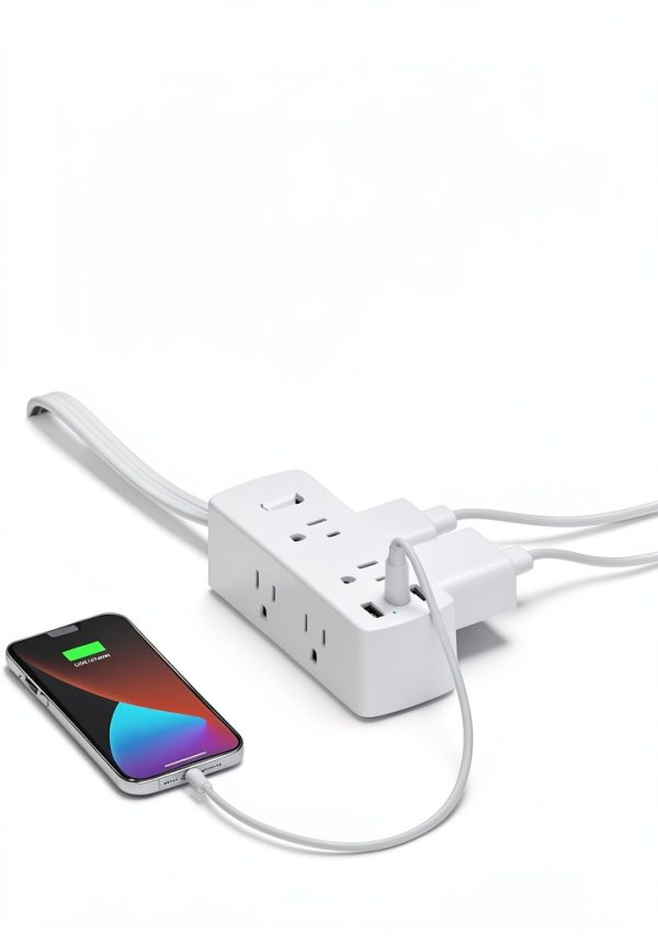 Olcorife 9-in-1 USB-C Power Strip Ultra Thin Flat Plug 6AC 5FT-3