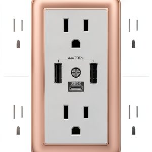POWRUI USB Wall Power Strip 6 Wide AC Outlets 3 Fast USB Ports-0
