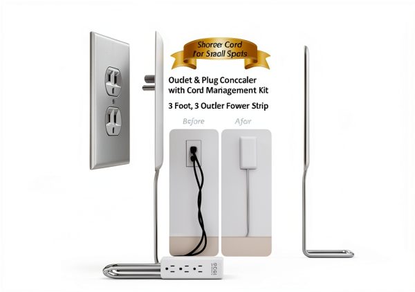 Sleek Socket Outlet Concealer Kit with 3ft Dual Cord Inverted-6