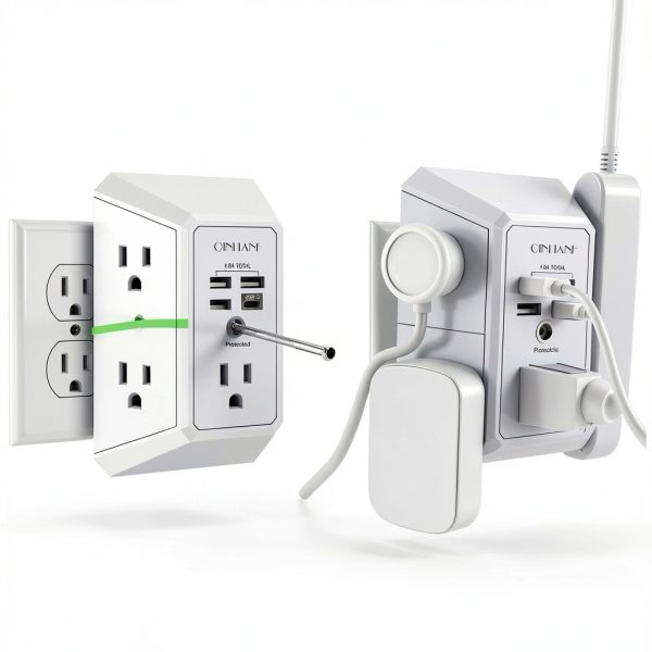 USB Power Strip QINLIANF 5 AC Outlets 4 Smart USB Ports 3U1C/2U2C-4