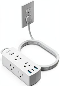 Olcorife 9-in-1 USB-C Power Strip Ultra Thin Flat Plug 6AC 5FT-0