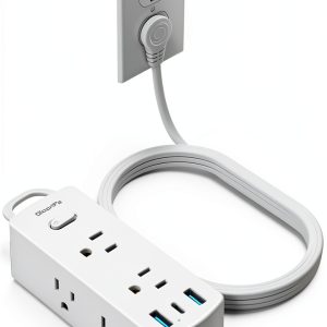 Olcorife 9-in-1 USB-C Power Strip Ultra Thin Flat Plug 6AC 5FT-0