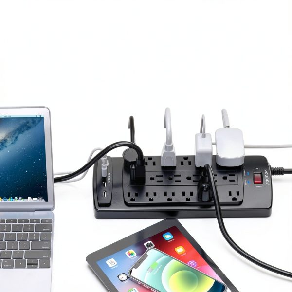 POWSAV 18-Outlet Power Strip with 4 USB Ports Plug Surge Protector-1