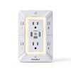 POWRUI USB Wall Power Strip 6 Wide AC Outlets 3 Fast USB Ports-3