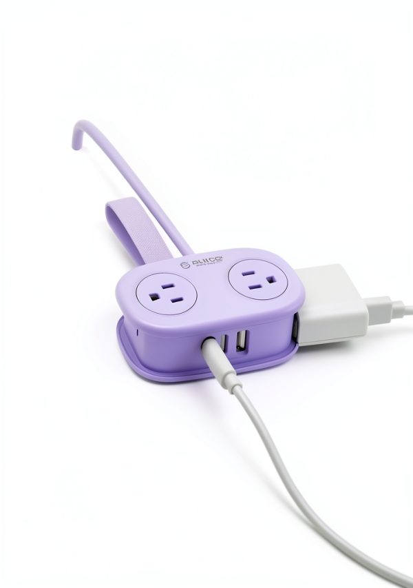 ORICO Purple 7-in-1 Travel Power Strip with USB-C, USB-A & 4 AC-2