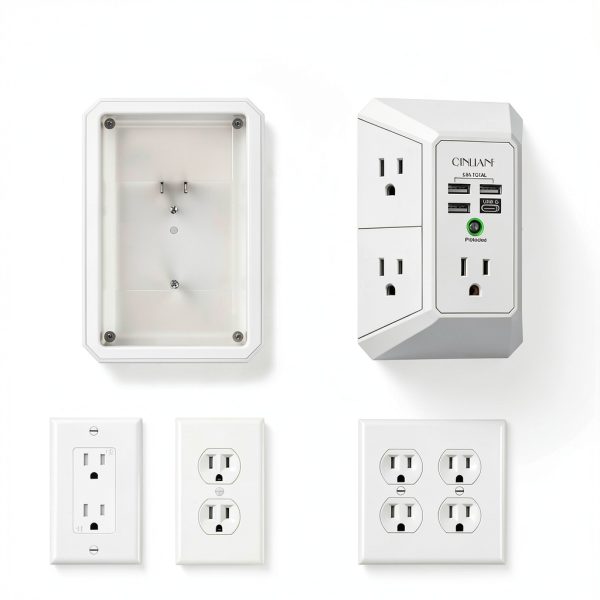 USB Power Strip QINLIANF 5 AC Outlets 4 Smart USB Ports 3U1C/2U2C-2