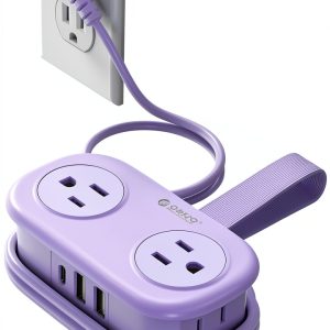 ORICO Purple 7-in-1 Travel Power Strip with USB-C, USB-A & 4 AC-0