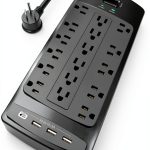 POWSAV 18-Outlet Power Strip with 4 USB Ports Plug Surge Protector-0