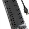 Power Strip Alestor Surge Protector 12 AC Outlets 4 USB Ports 6ft-0