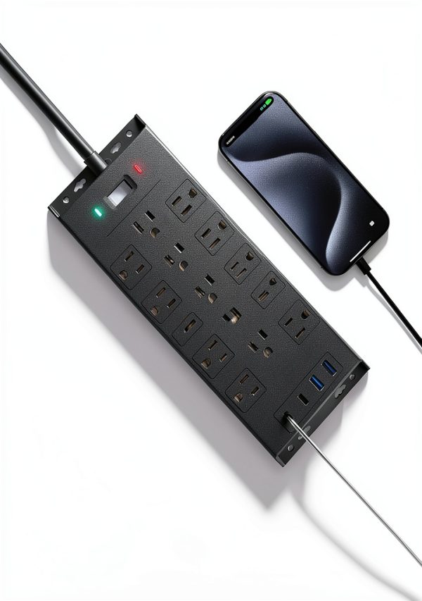LeZone Power Strip 16-in-1 Ultra Thin 12AC+4USB 10FT Extension-6