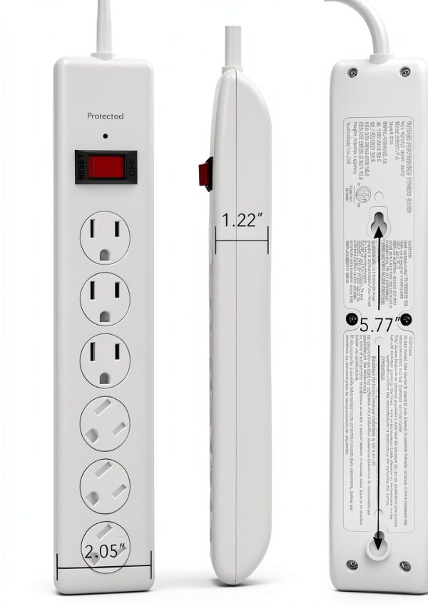 BN-LINK 6 Outlet Surge Protector with USB Ports White-5