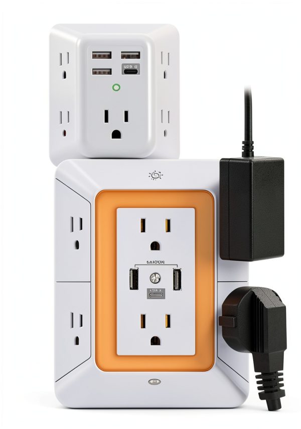 POWRUI USB Wall Power Strip 6 Wide AC Outlets 3 Fast USB Ports-6