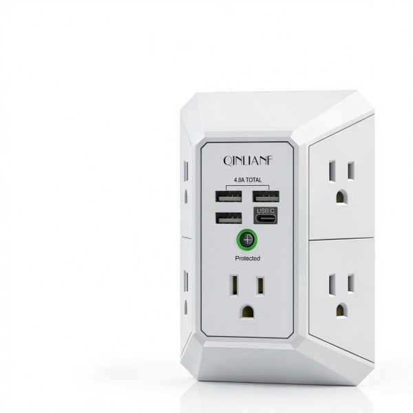 USB Power Strip QINLIANF 5 AC Outlets 4 Smart USB Ports 3U1C/2U2C-1