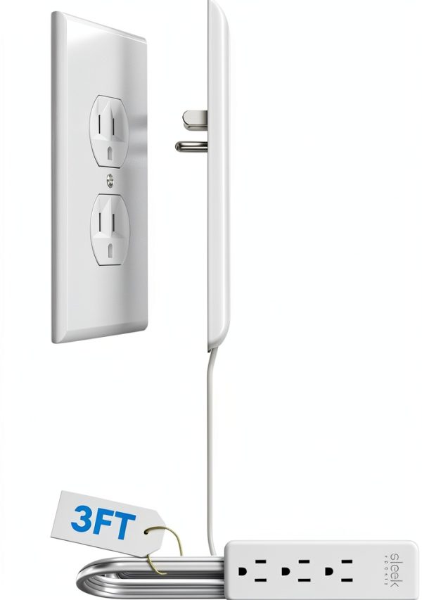Sleek Socket Outlet Concealer Kit with 3ft Dual Cord Inverted-0