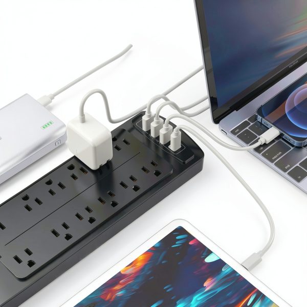 Power Strip Alestor Surge Protector 12 AC Outlets 4 USB Ports 6ft-3