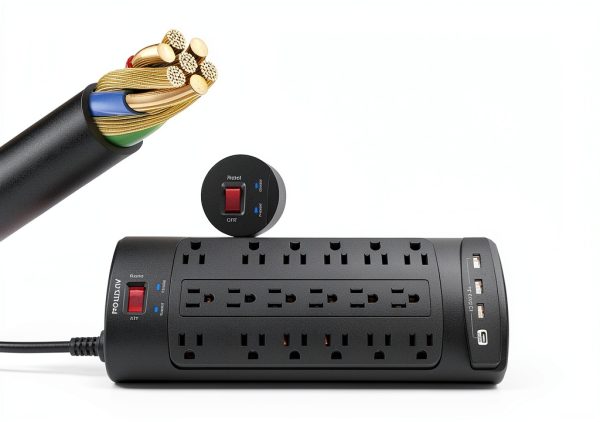 POWSAV 18-Outlet Power Strip with 4 USB Ports Plug Surge Protector-5