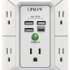 USB Power Strip QINLIANF 5 AC Outlets 4 Smart USB Ports 3U1C/2U2C-0