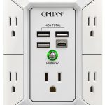 USB Power Strip QINLIANF 5 AC Outlets 4 Smart USB Ports 3U1C/2U2C-0