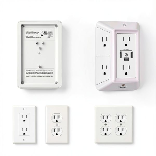 POWRUI USB Wall Power Strip 6 Wide AC Outlets 3 Fast USB Ports-2