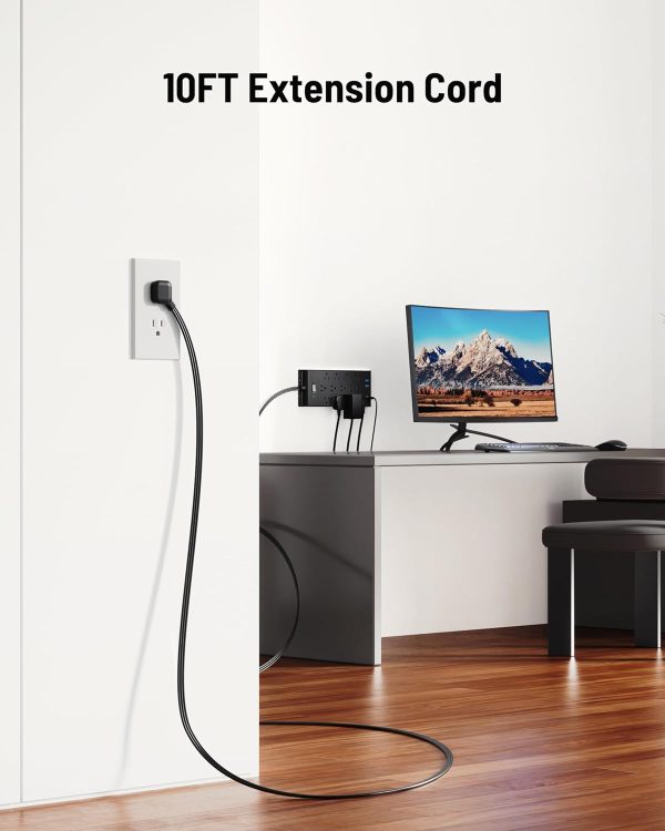 LeZone Power Strip 16-in-1 Ultra Thin 12AC+4USB 10FT Extension-4
