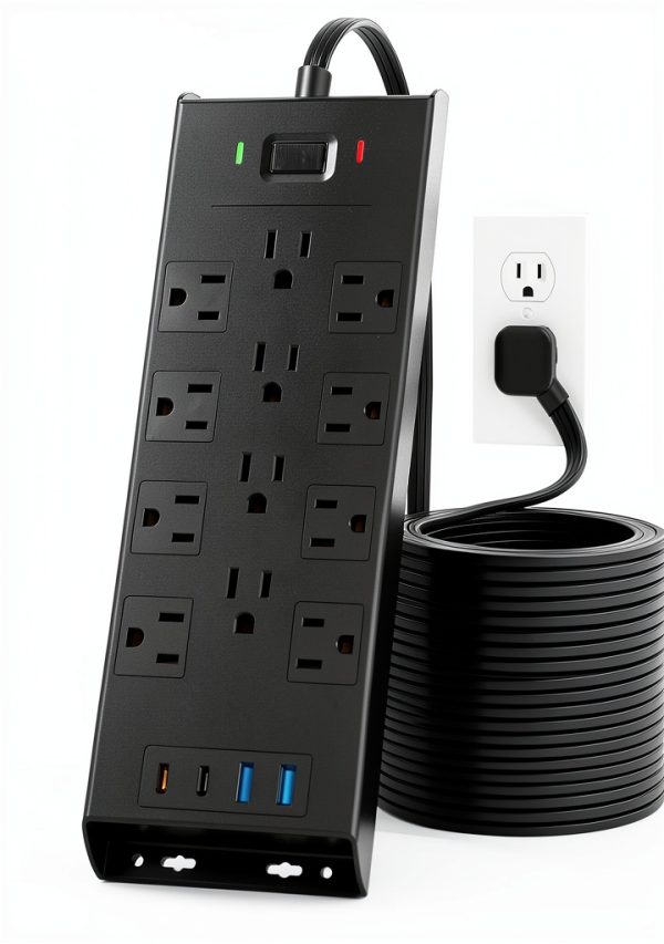 LeZone Power Strip 16-in-1 Ultra Thin 12AC+4USB 10FT Extension-0