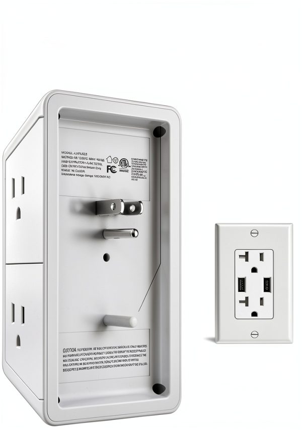 POWRUI USB Wall Power Strip 6 Wide AC Outlets 3 Fast USB Ports-5