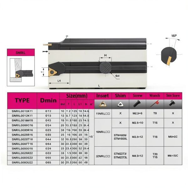 GBJ 22pcs 3/8" Lathe Threading Tool SNR0010K11 Holder with AG60-6